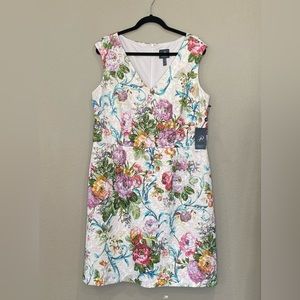 Adrianna Papell sheath dress rose floral textured sequin womens 16W plus as NWT